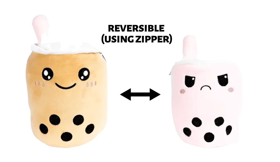 Happy and Mad Reversible / Secret Pouch Boba Plushie