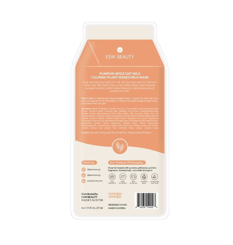 Pumpkin Spice Oat Milk Calming Plant Based Milk Mask