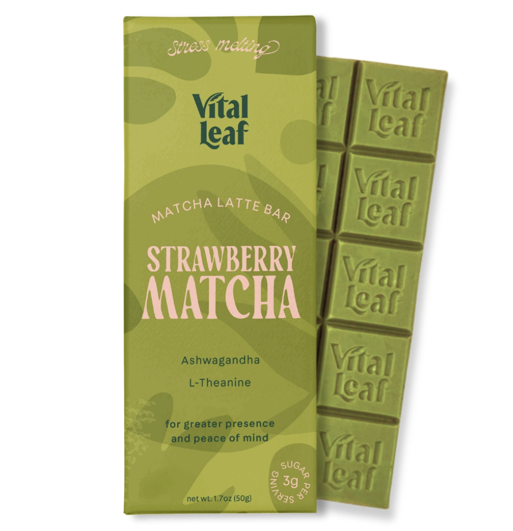 Strawberry Matcha | Adaptogen Chocolate Bar | Stress Relief