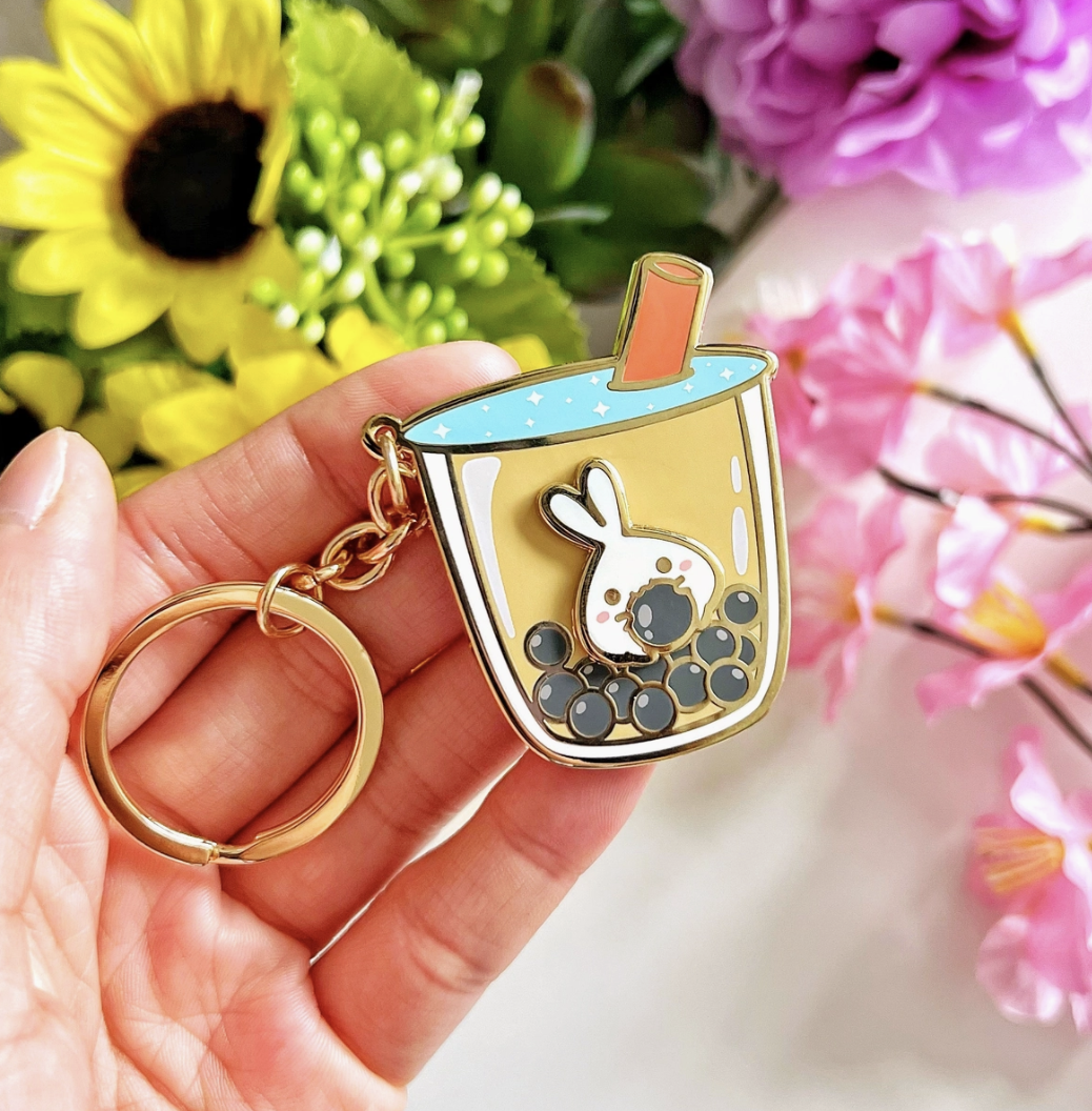 Lil' Classic Boba Milk Tea Keychain (Interactive Spinner)