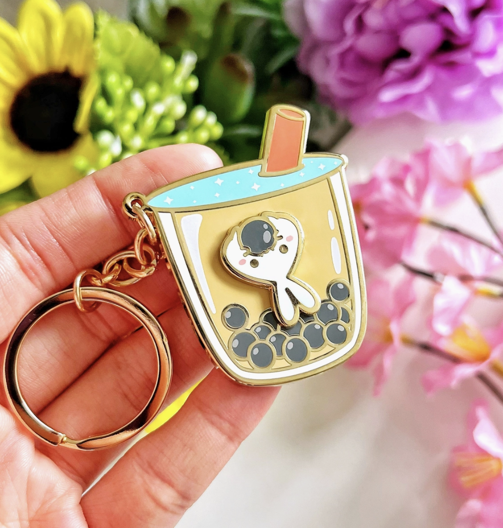 Lil' Classic Boba Milk Tea Keychain (Interactive Spinner)