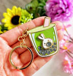 Lil' Matcha Boba Milk Tea Keychain (Interactive Spinner)