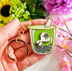Lil' Matcha Boba Milk Tea Keychain (Interactive Spinner)