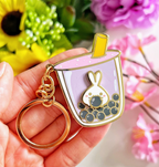 Lil' Taro Boba Milk Tea Keychain (Interactive Spinner)