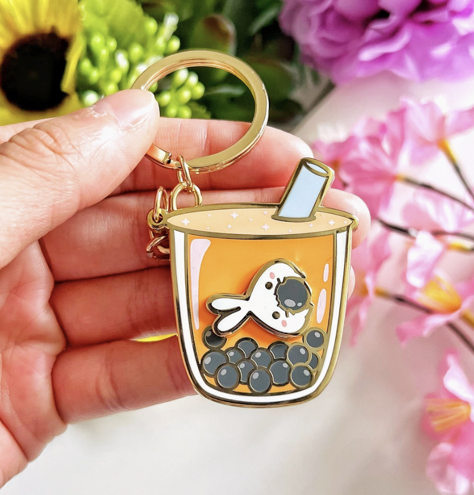 Lil' Thai Boba Milk Tea Keychain (Interactive Spinner)