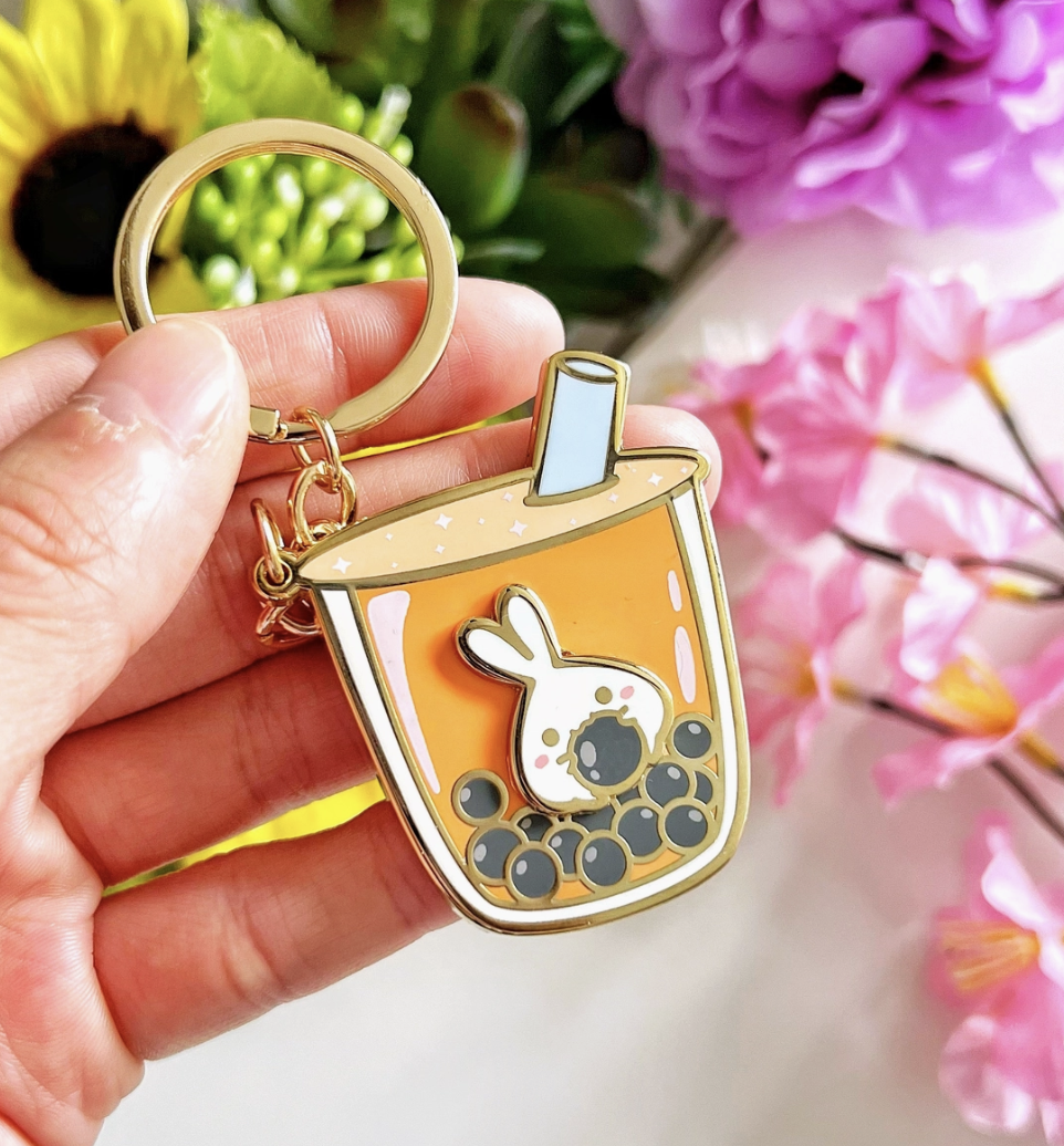 Lil' Thai Boba Milk Tea Keychain (Interactive Spinner)