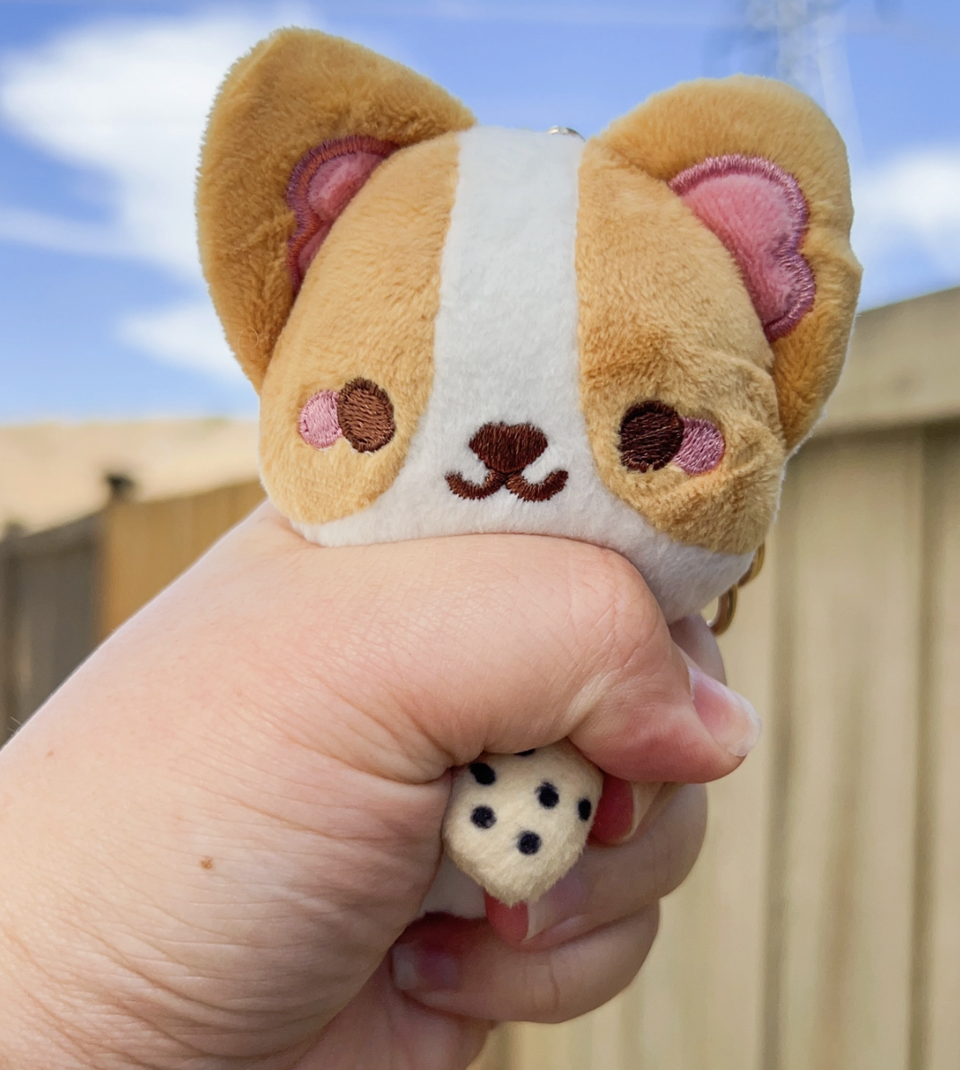 Bubble Tea Corgi Plushie Keychain