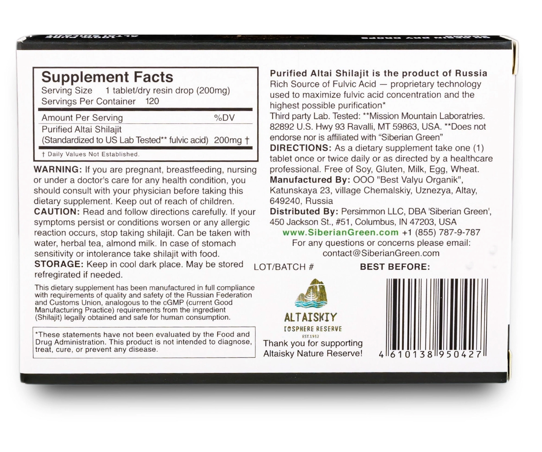 Altaic Siberian Pure Shilajit Resin Dry Drops