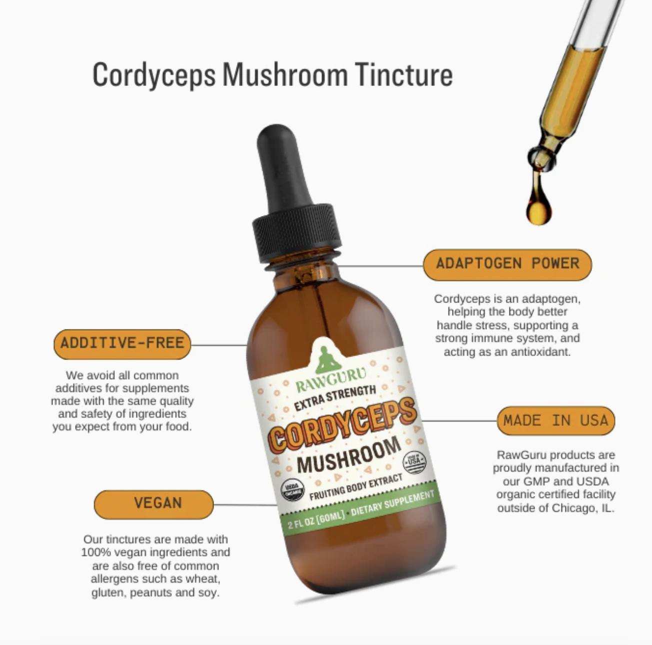 Organic Extra Strength Cordyceps Mushroom Tincture - 2 oz
