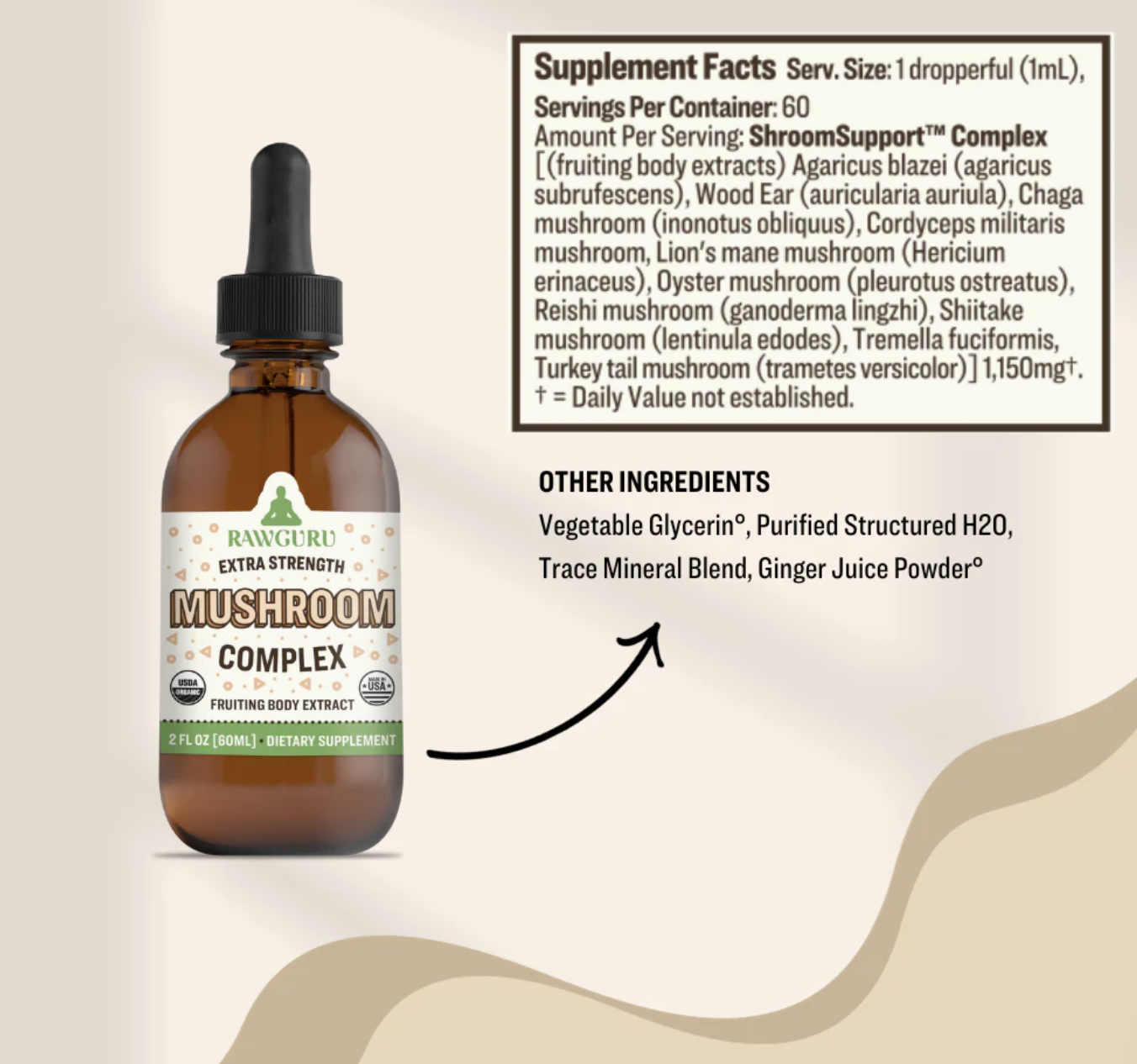 Organic Extra Strength Mushroom Complex Tincture - 2 oz