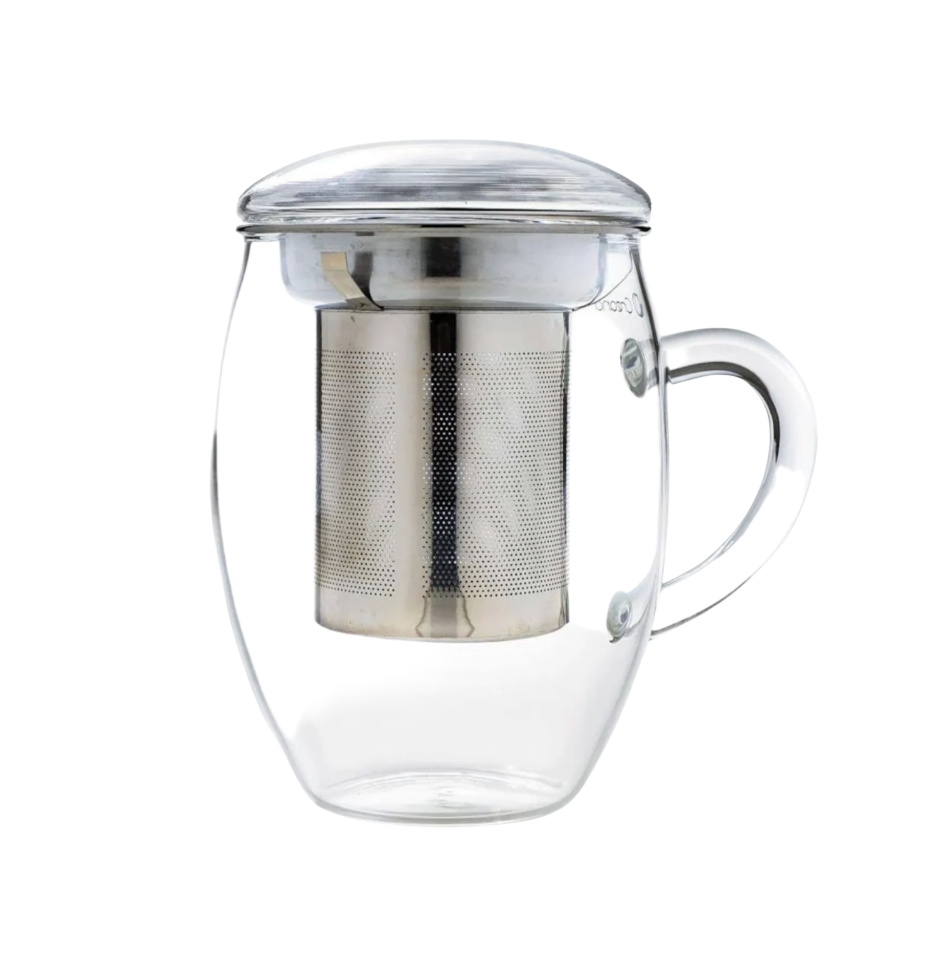 Glass Mug with Stainless Steel Infuser Basket