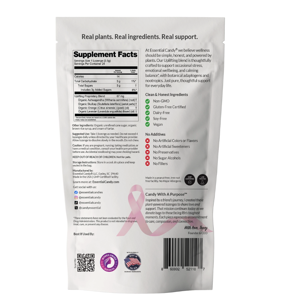 Uplifting Plant-Powered Lozenges™ with Ashwagandha, Skullcap