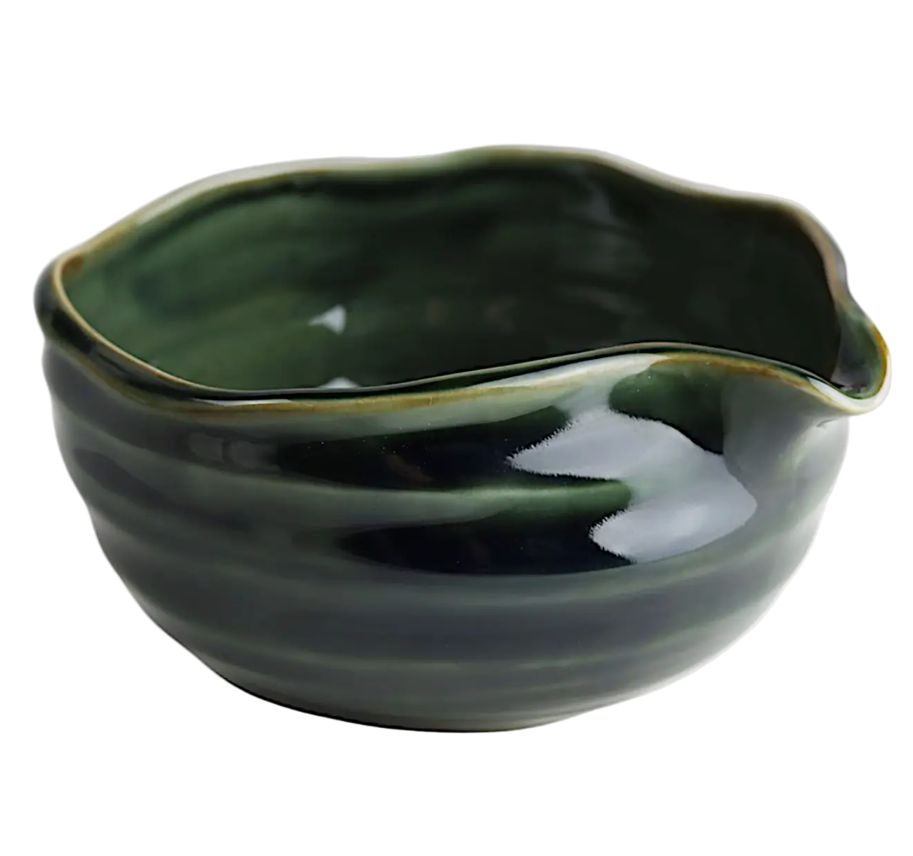 Katakuchi Matcha Bowl (Chawan) - Green Oribe