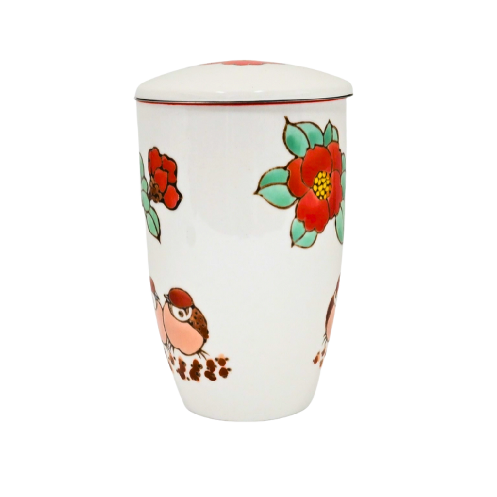 Mug with Stainless Steel Infuser | Twin Sparrows Tsubaki | 15 fl oz