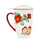 Mug with Stainless Steel Infuser | Twin Sparrows Tsubaki | 15 fl oz