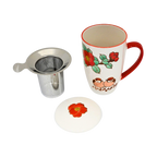 Mug with Stainless Steel Infuser | Twin Sparrows Tsubaki | 15 fl oz