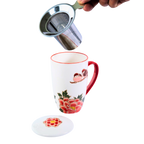 Mug with Stainless Steel Infuser | Twin Sparrows Peonies | 15 fl oz