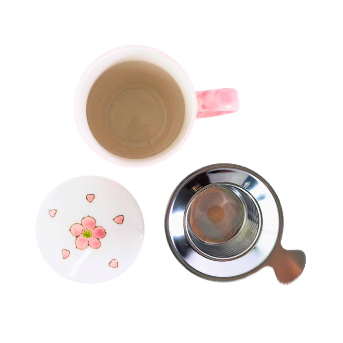 Mug with Stainless Steel Infuser | Twin Sparrows Sakura | 15 fl oz