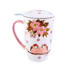 Mug with Stainless Steel Infuser | Twin Sparrows Sakura | 15 fl oz